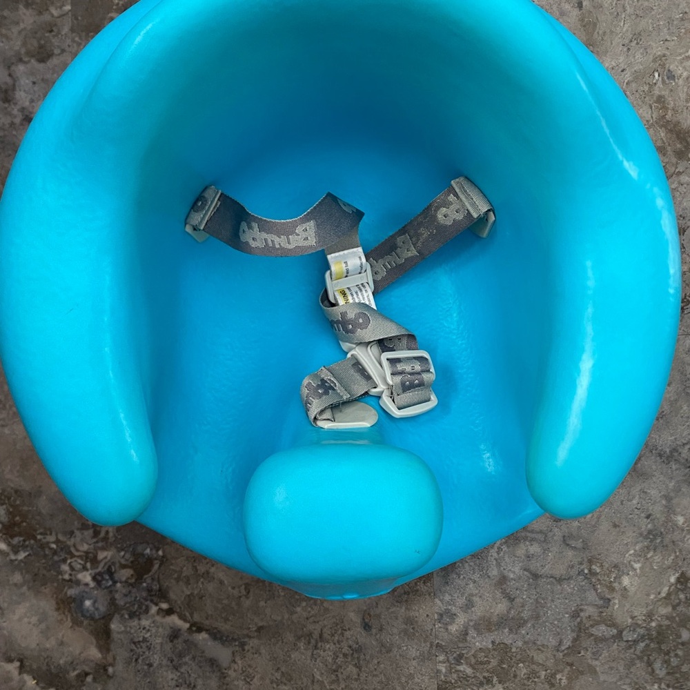 Blue Baby Bumbo Seat with Safety Harness